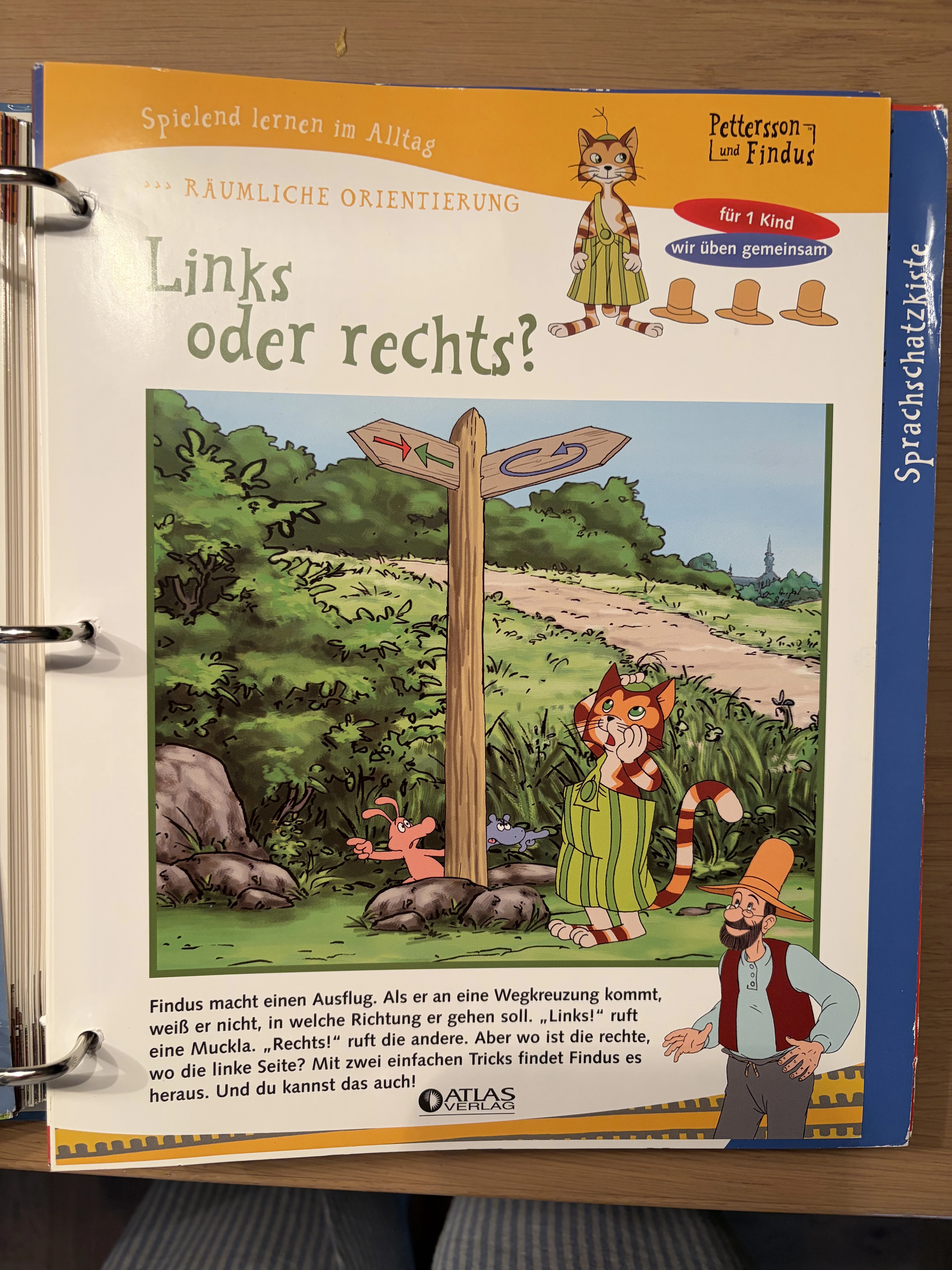 Beispiel der Übungen , hier mit 3 Hüten, höherer Schwierigkeitsgrad 