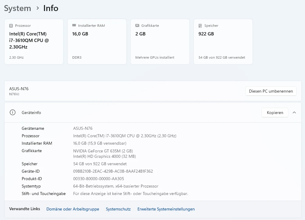 Systeminfo-Screenshot