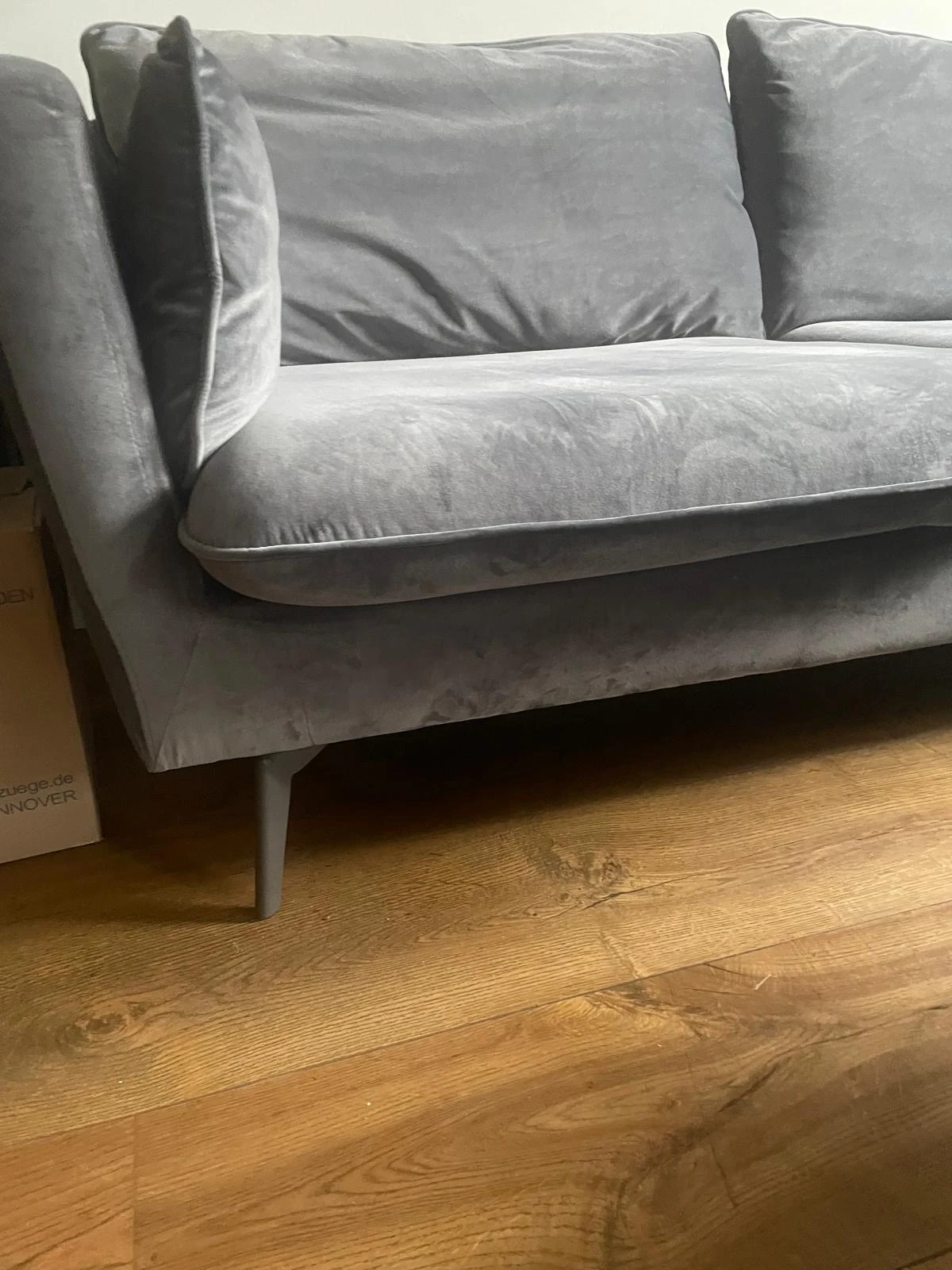 Samtsofa, hellgrau 