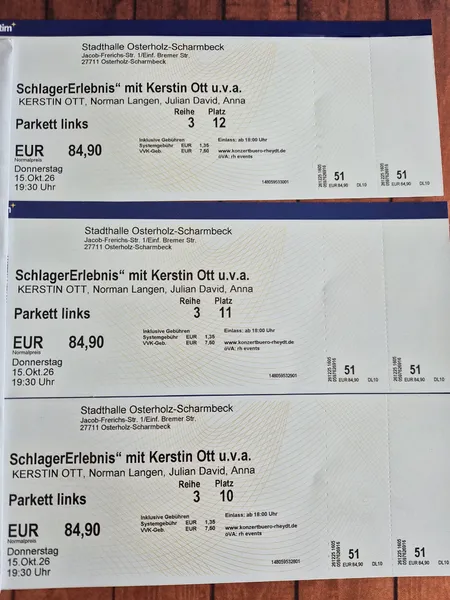 Hier die verfügbaren Tickets