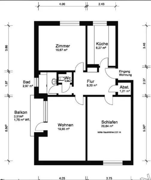 Grundriss der Wohnung 