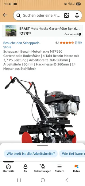 Neu und OVP Motorhacke Benzin 