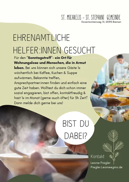 Flyer für den Sonntagstreff; Ziel potenziell interessierte Ehrenamtliche zu erreichen. 