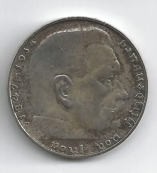  2 Reichsmark Hindenburg Reich 1937 + 1939 KM:93 