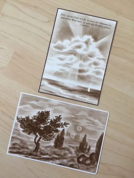 Ansichtskarten Zeichenkunst um 1960 