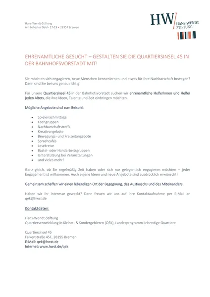 Aushang: Ehrenamtliche gesucht!