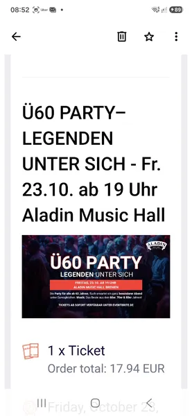 Ticket für die Ü 60ig Party 