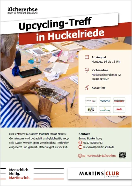 Flyer für das Angebot - Auf dem Foto ist eine bastelnde Frau von hinten zu sehen.